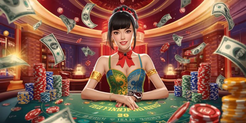 Nữ dealer xinh đẹp, tương tác trực tiếp với hội viên